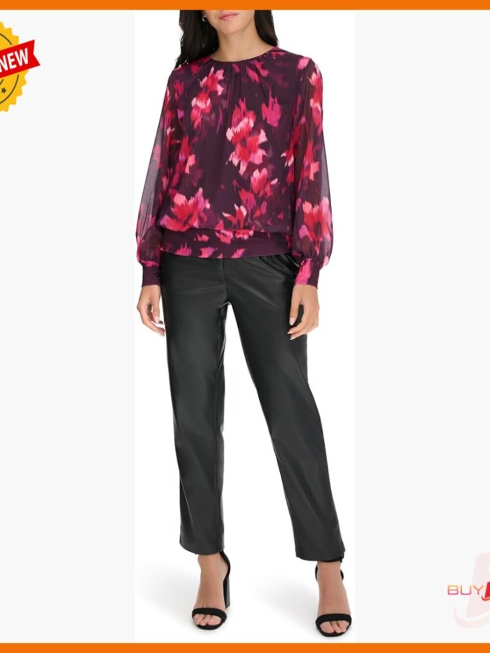 Long Sleeve Printed Blouse Regular Fit Polyester Spandex Casual Activewear